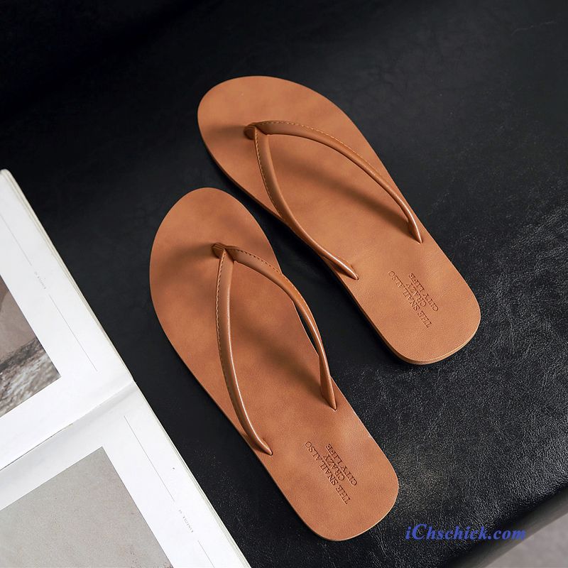 Schuhe Flip Flops Flache Mode Damen Lovers Sommer Sandfarben Braun Online