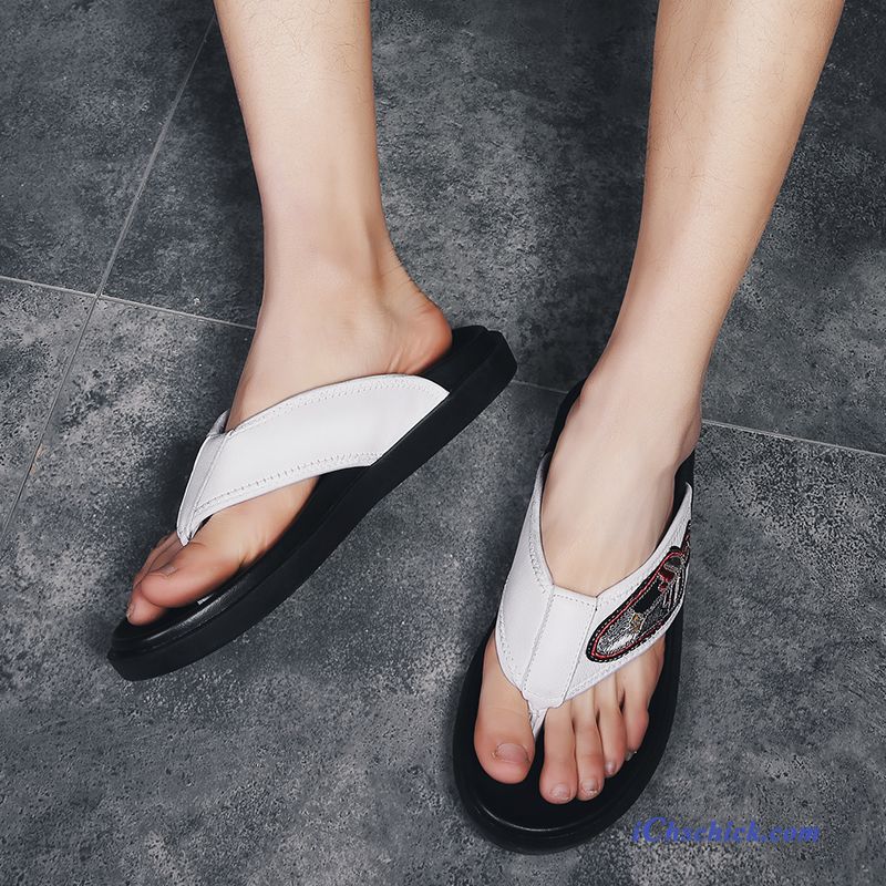 Schuhe Flip Flops Große Größe Echtleder Sommer Hausschuhe Trend Weiß Sale