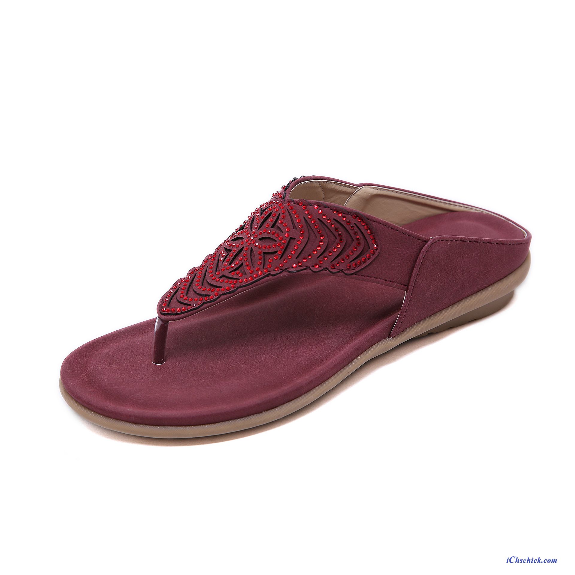 Schuhe Flip Flops Hausschuhe Rutschsicher Sommer Damen Gemütlich Sandfarben Rot Günstige