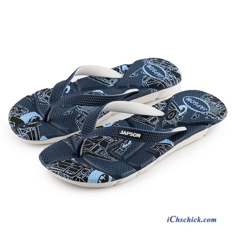 Schuhe Flip Flops Neue Draussen Mode Casual Rutschsicher Dunkelblau Sandfarben Online