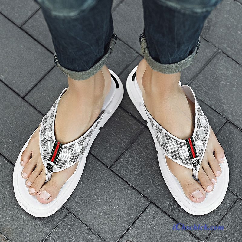 Schuhe Flip Flops Sandalen Sommer Neue Trend Draussen Sandfarben Weiß Günstig