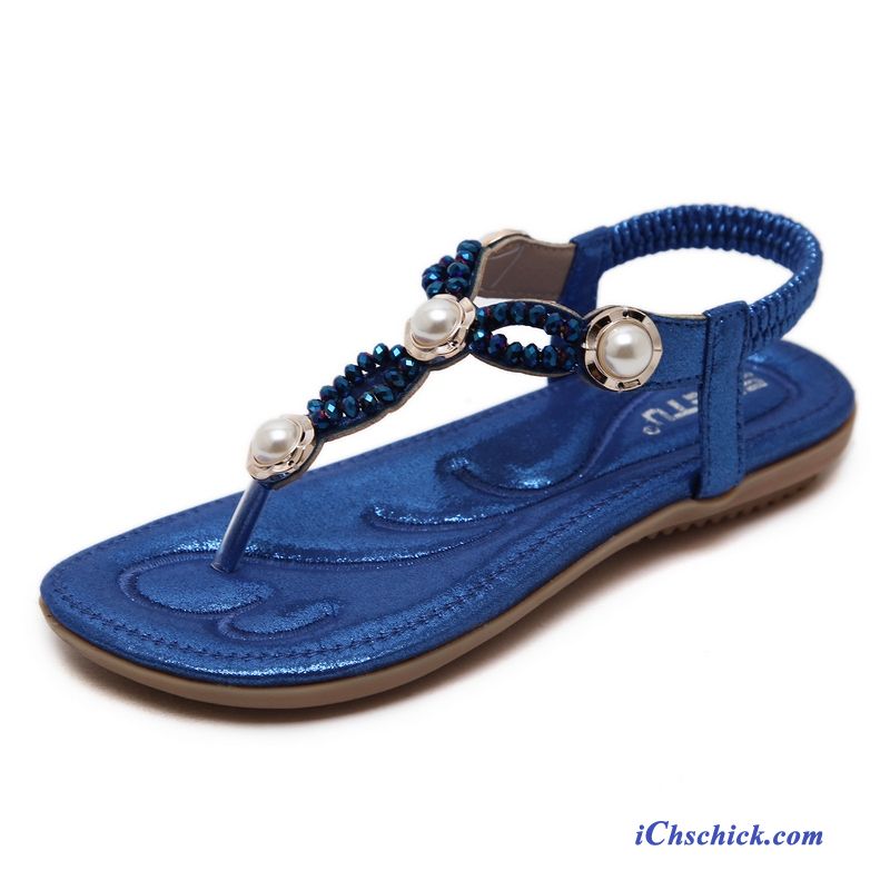 Schuhe Flip Flops Sandalen Sommer Schüler Flache Oxford Sohle Sandfarben Blau Beige Online