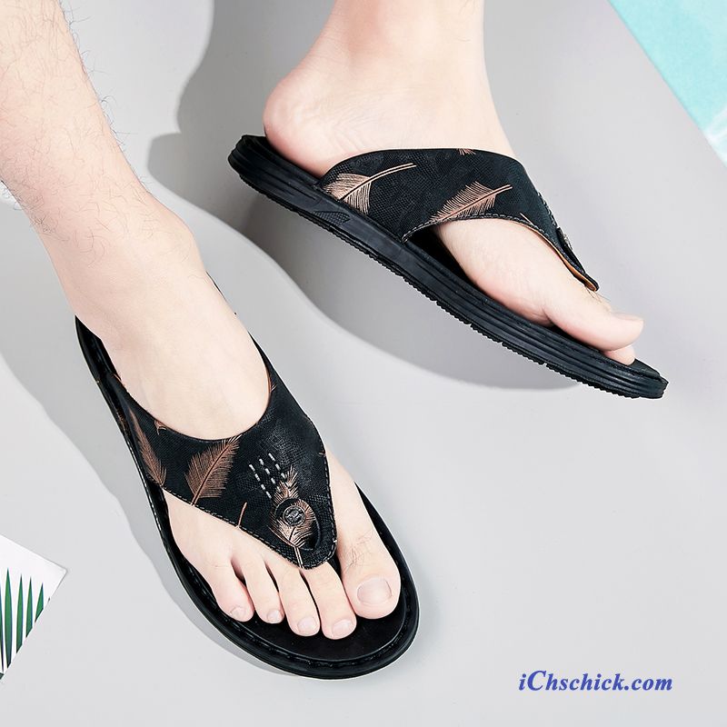 Schuhe Flip Flops Sommer Persönlichkeit Draussen Outwear Hausschuhe Schwarz Billig