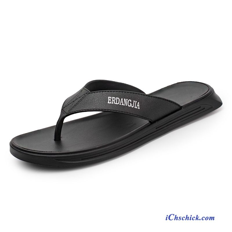 Schuhe Flip Flops Trend Persönlichkeit Wasserdicht Sommer Weiche Sohle Schwarz Verkaufen