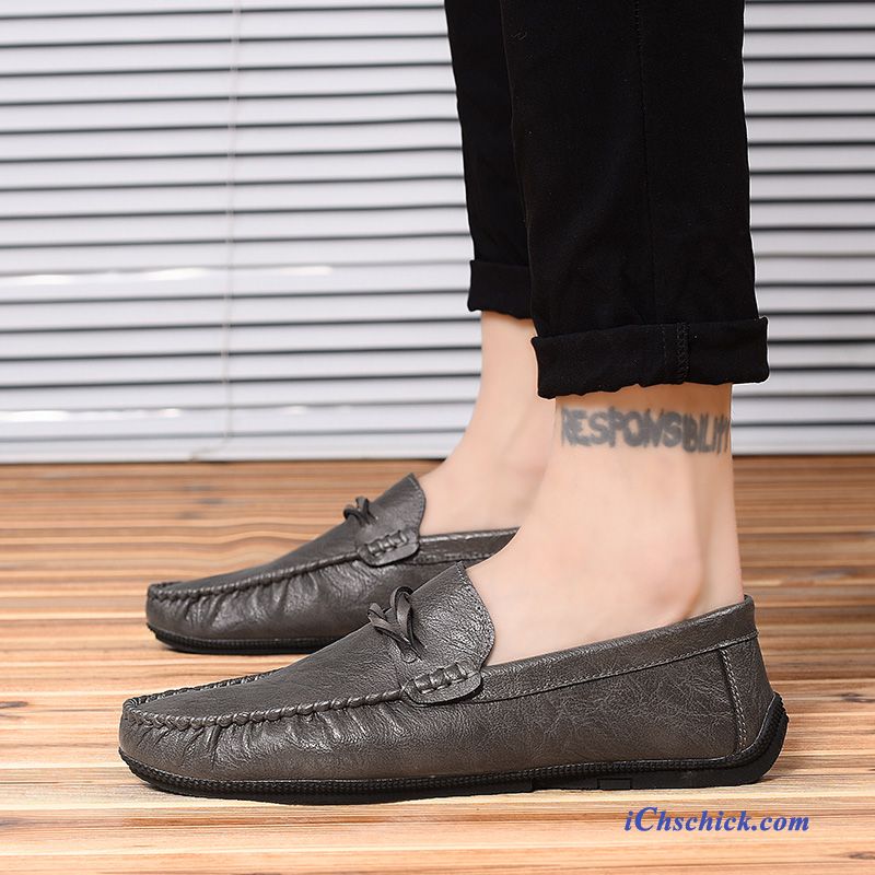 Schuhe Halbschuhe Casual Trend British Lederschuhe Faul Grau Online