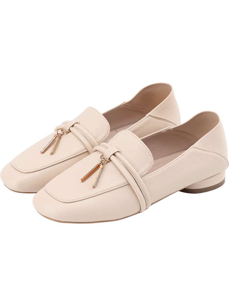 Schuhe Halbschuhe Damen Vierkantkopf Sommer Lederschuhe Neue Gold Beige Günstig