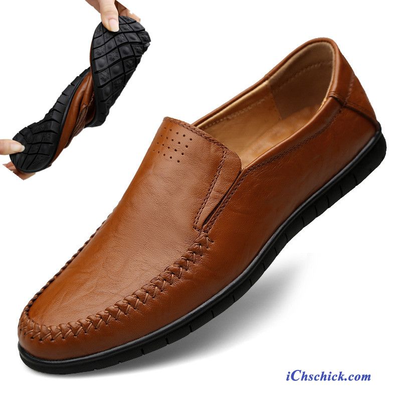 Schuhe Halbschuhe Neue Mokassins Echtleder Casual Slip-on Braun Kaufen