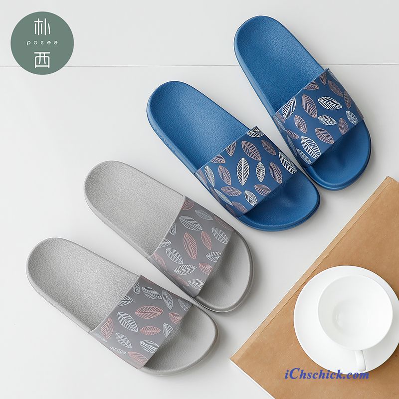 Schuhe Hausschuhe Drinnen Mode Startseite Badezimmer Pantolette Blau Kaufen