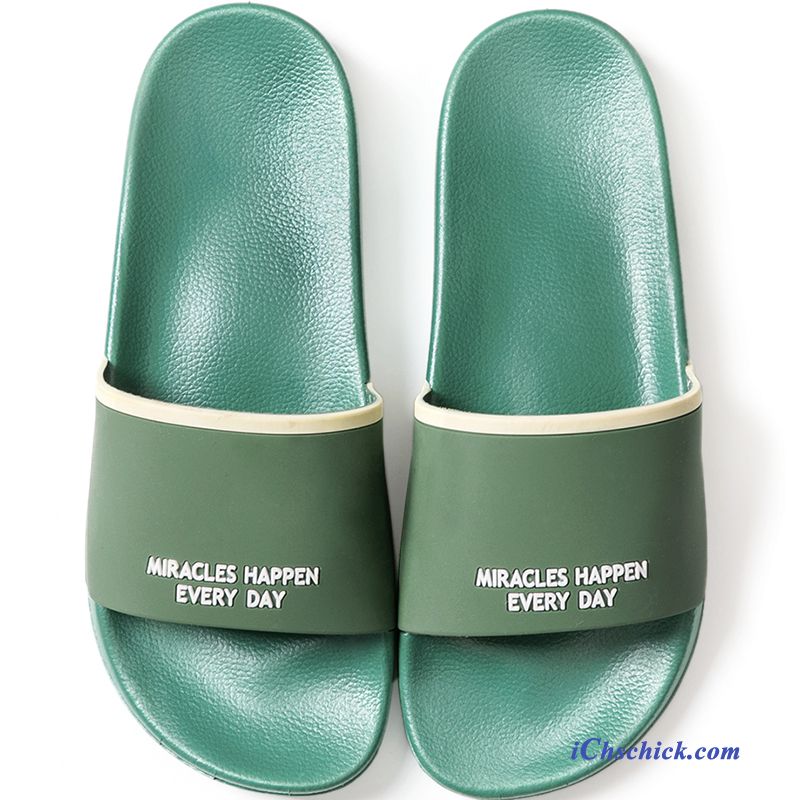 Schuhe Hausschuhe Mode Pantolette Trend Sandalen Outwear Grün Sandfarben Billig