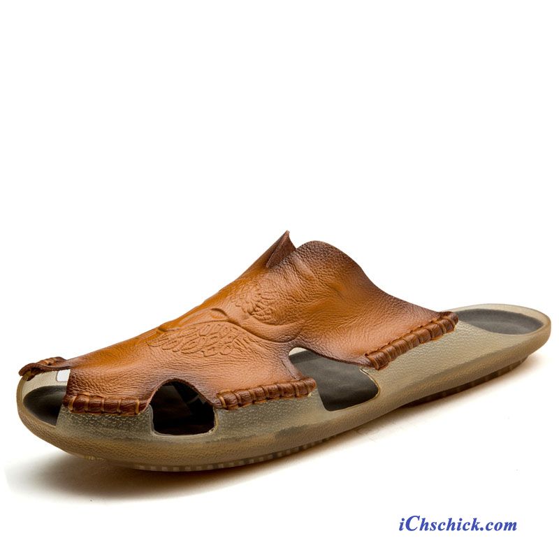 Schuhe Hausschuhe Rutschsicher Sandalen Outwear Sommer Große Größe Sandfarben Braun Kaufen