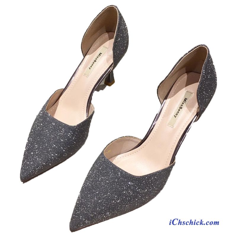 Schuhe Pumps Dünne Fersen Sexy Hochzeit Schuhe Mesh Spitze Silber Grau Rot Günstige