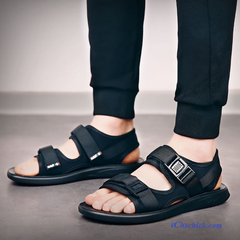 Schuhe Sandalen Allgleiches Atmungsaktiv Pantolette Trend Weiche Sohle Schwarz Günstige