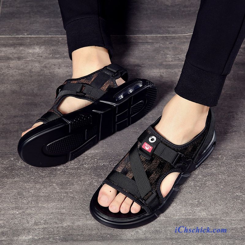 Schuhe Sandalen Dicke Sohle Neue Atmungsaktiv Trend Rom Sandfarben Schwarz Günstig