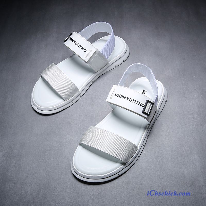 Schuhe Sandalen Dicke Sohle Trend Jugend Sommer Allgleiches Sandfarben Weiß Geschäft