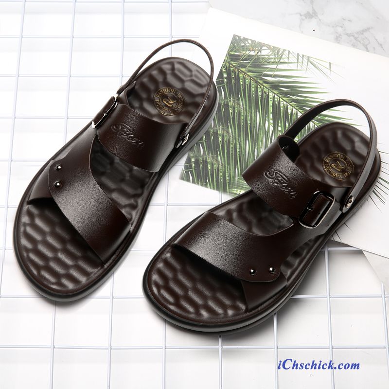 Schuhe Sandalen Hausschuhe Sommer Neue Trend Casual Sandfarben Braun Billige
