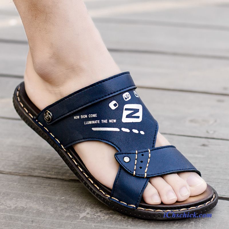 Schuhe Sandalen Persönlichkeit Outwear Mode Trend Neue Sandfarben Blau Günstig