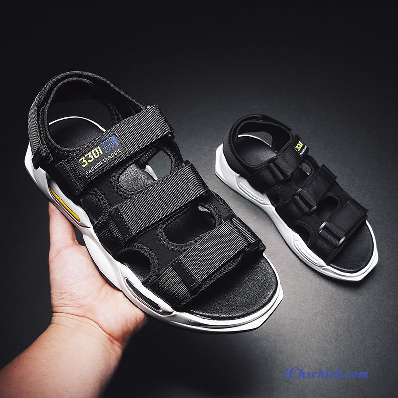 Schuhe Sandalen Rutschsicher Neue Trend Sommer Outwear Sandfarben Schwarz Discount