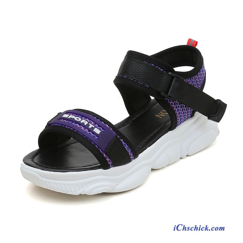 Schuhe Sandalen Sommer Damen Flache Schüler Neue Purpur Lila Online