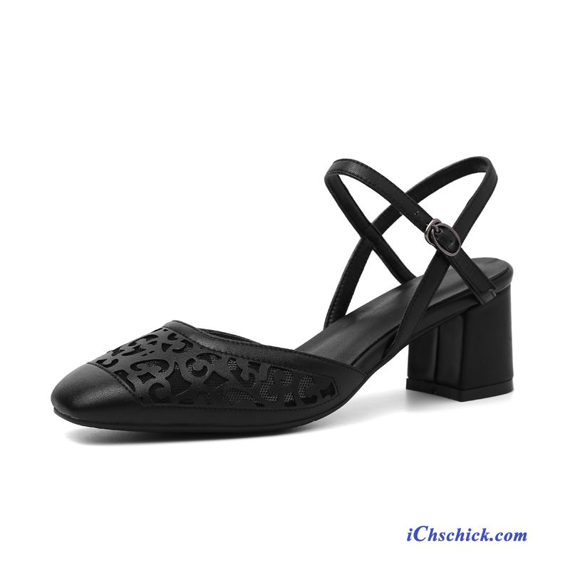 Schuhe Sandalen Sommer Dick Hohl Damen Pumps Schwarz Günstig