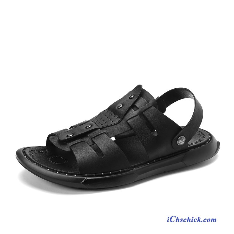 Schuhe Sandalen Trend Neue Casual Rutschsicher Sommer Sandfarben Schwarz Online