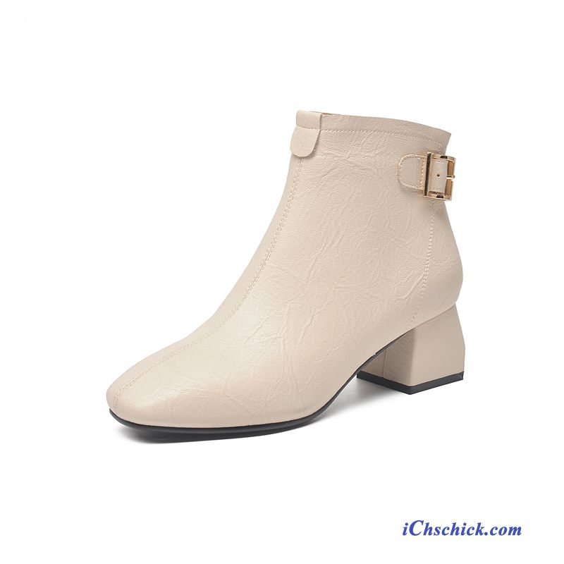 Schuhe Stiefel Allgleiches Arbeiten Winter Damen Kurze Stiefel Weiß Beige Kaufen