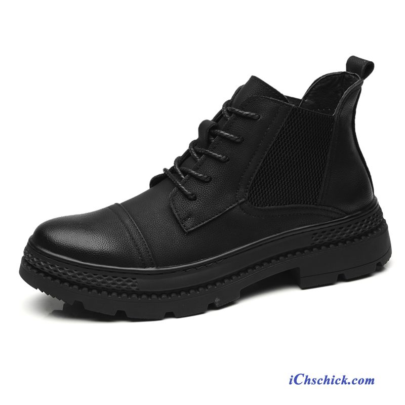 Schuhe Stiefel Fein Kurze Stiefel Echtleder British Cargo Schwarz Billige