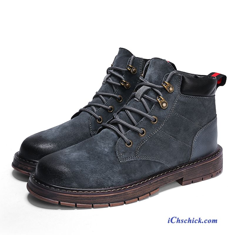 Schuhe Stiefel Hohe Cargo Kurze Stiefel Martin Stiehlt British Sandfarben Blau Kaufen