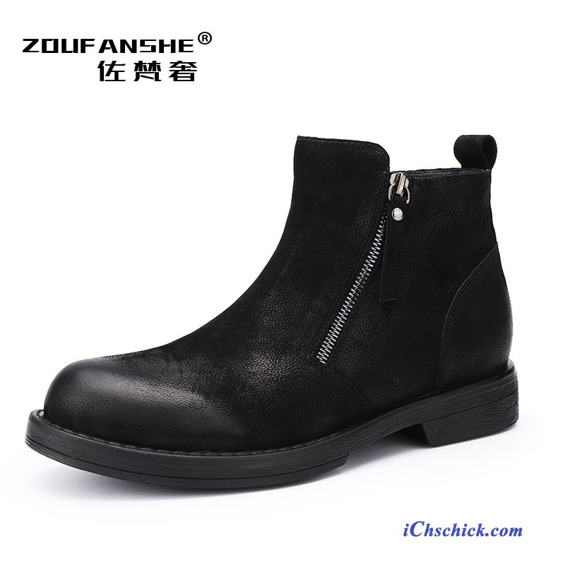 Schuhe Stiefel Retro British Allgleiches Kurze Stiefel Trend Schwarz Verkaufen