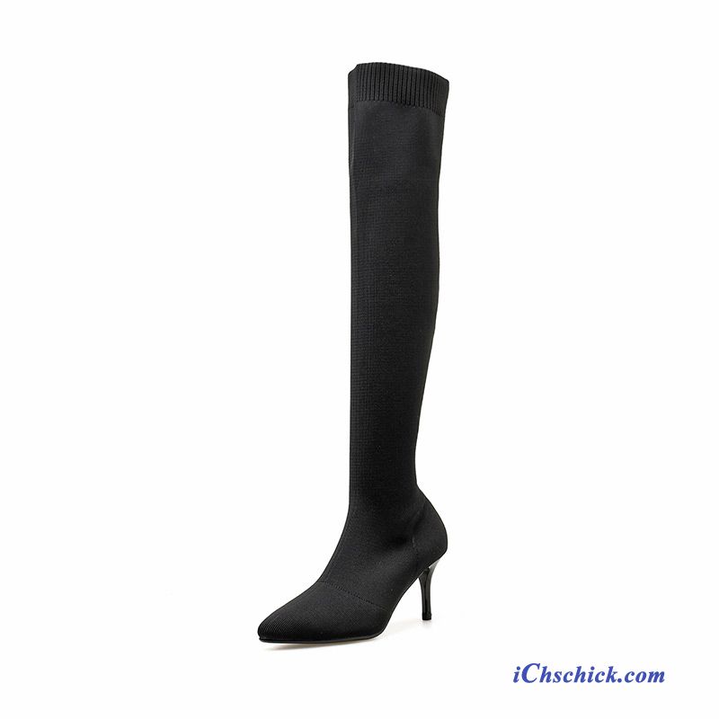 Schuhe Stiefel Spitze Pumps Herbst Socke Neue Schwarz Verkaufen