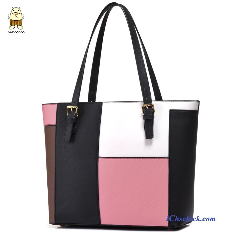 Schwarze Leder Handtaschen Scharlachrot, Handtaschen Damen Shopper