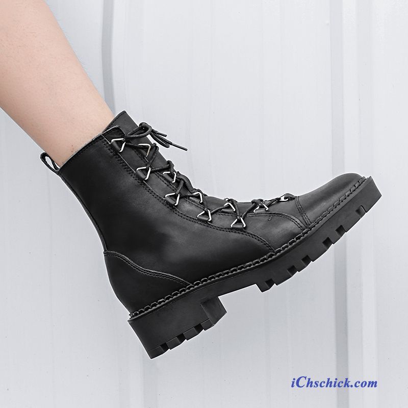 Stiefeletten Damen Schwarz Flach Leder, Braune Schnürstiefel Damen Kaufen