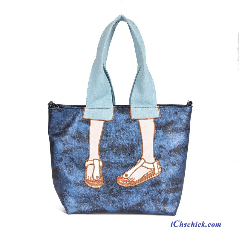 Taschen Handtaschen Karikatur Schultertaschen Mode Das Neue Hohe Kapazität Blau