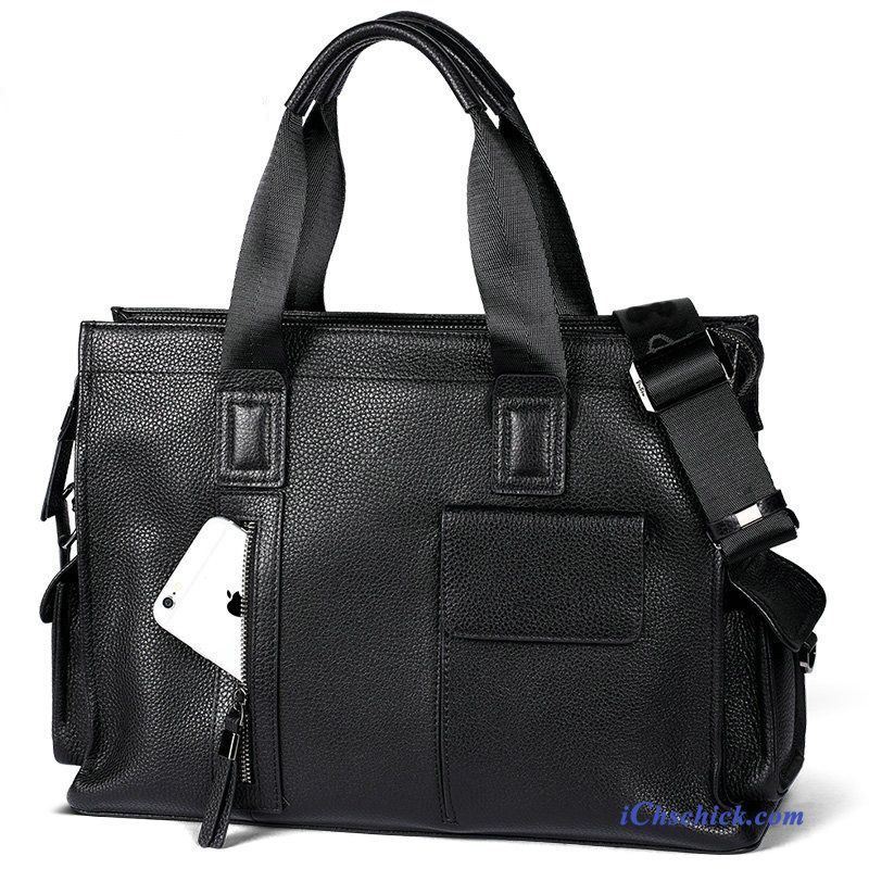 Taschen Handtaschen Laptoptasche Aktentasche Ledertasche Freizeit Rindsleder Schwarz Online