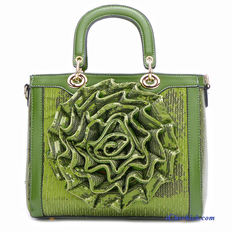 Taschen Handtaschen Messenger-tasche Tragbar Blumen Stickerei Das Neue Grün Günstig
