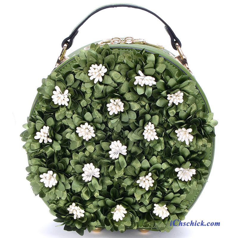 Taschen Handtaschen Unterarmtasche Schön Runden Klein Blumen Grün Kaufen