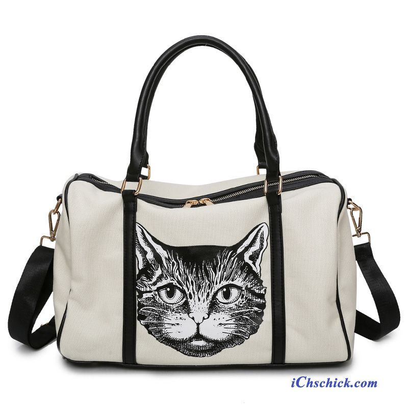 Taschen Reisetasche Tragbar Trend Fitness Katze Licht Weiß Rot Verkaufen