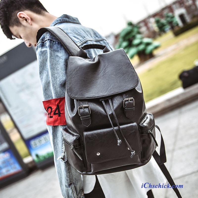 Taschen Rucksäcke Rucksack Schulranzen Herren Reise Trend Schwarz Billige