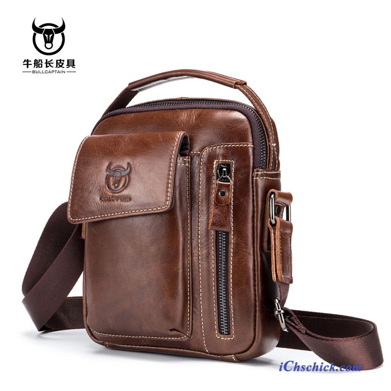 Taschen Umhängetaschen Sport Echtleder Rindsleder Mobiltelefon Messenger-tasche Braun Kaufen