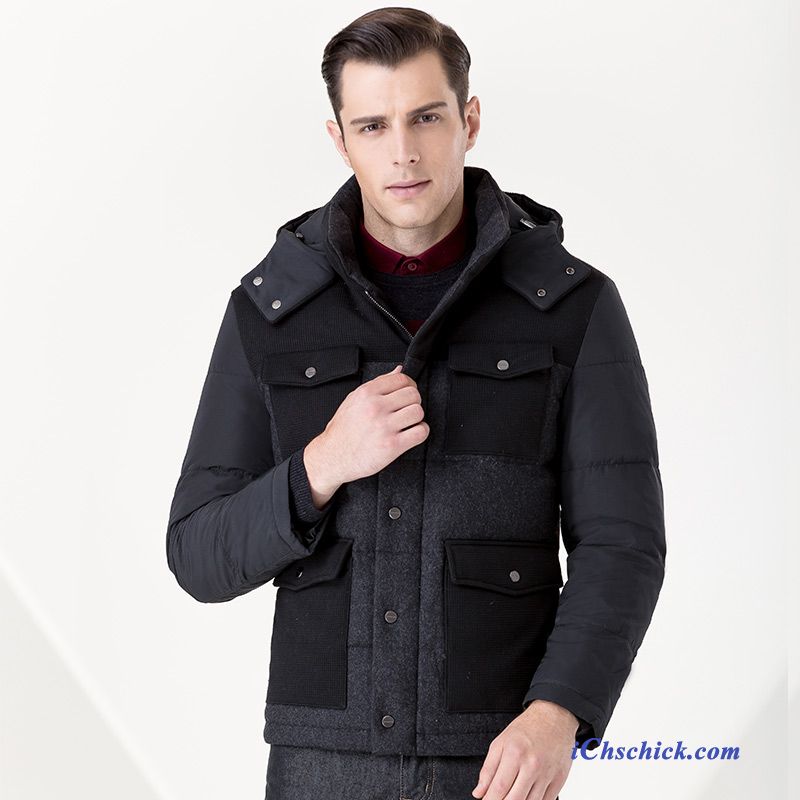 Winterjacke Lang Herren Farbig, Glänzende Daunenjacke