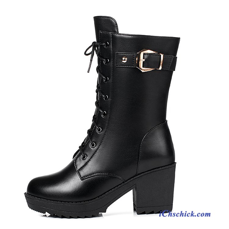 Winterstiefel Damen Schwarz Hellrot, Schneestiefel Damen Billig