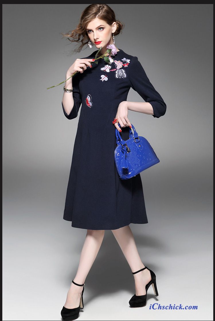 Kleid Blau Damen Dunkelfarbig, Kaufen Kleider Online Rabatt
